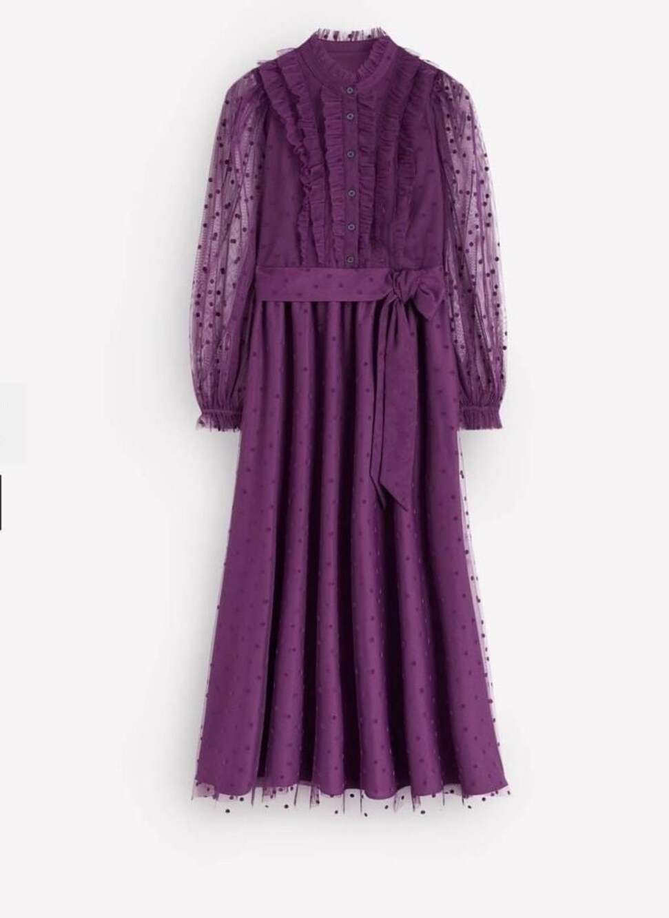 Boden Tulle Ruffle Maxi Dress in Viola Purple Size 4R